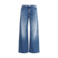 Blue Cotton Flared Jeans