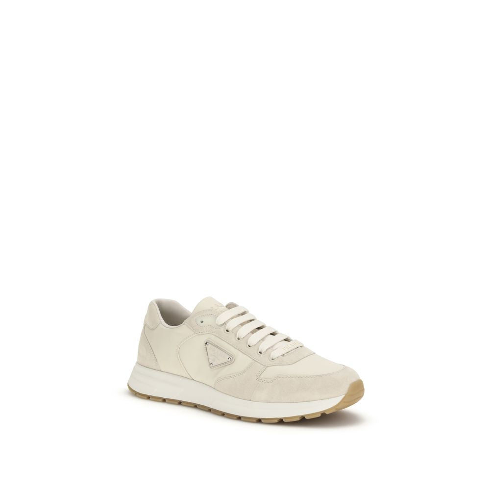 Beige Nylon Low Top Sneakers