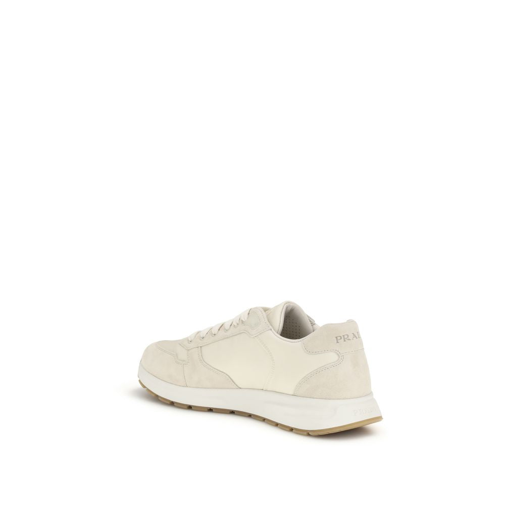 Beige Nylon Low Top Sneakers
