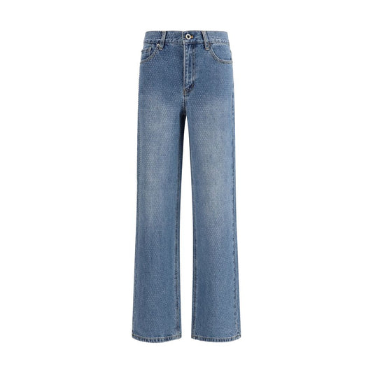 Blue Cotton Straight-Leg Jeans