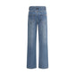 Blue Cotton Straight-Leg Jeans