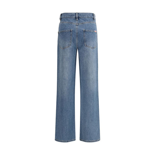 Blue Cotton Straight-Leg Jeans