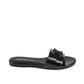Black Polyester Flat Sandals