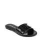 Black Polyester Flat Sandals