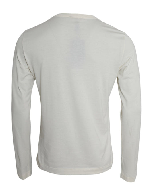 White Cotton Long Sleeve T-Shirt