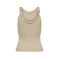 Beige Nylon  Elastane Tank Tops