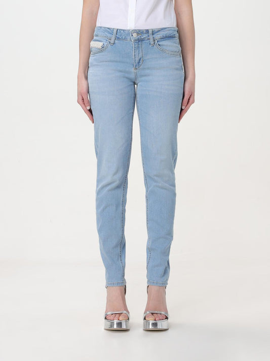 Blue Cotton Straight-Leg Jeans