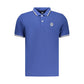 Blue Cotton Men Polo Shirt