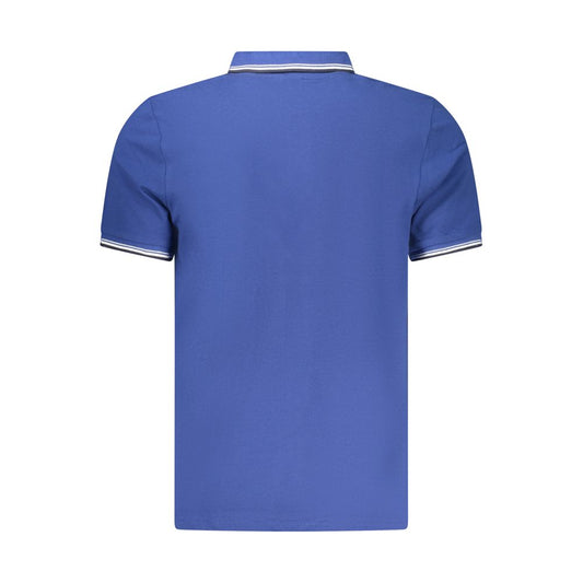 Blue Cotton Men Polo Shirt
