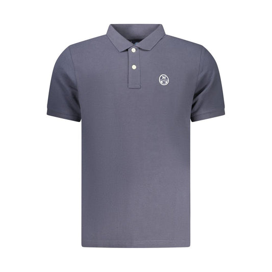 Blue Cotton Men Polo