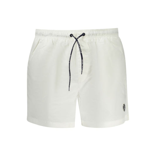 White Polyester Men's Swim Boxer