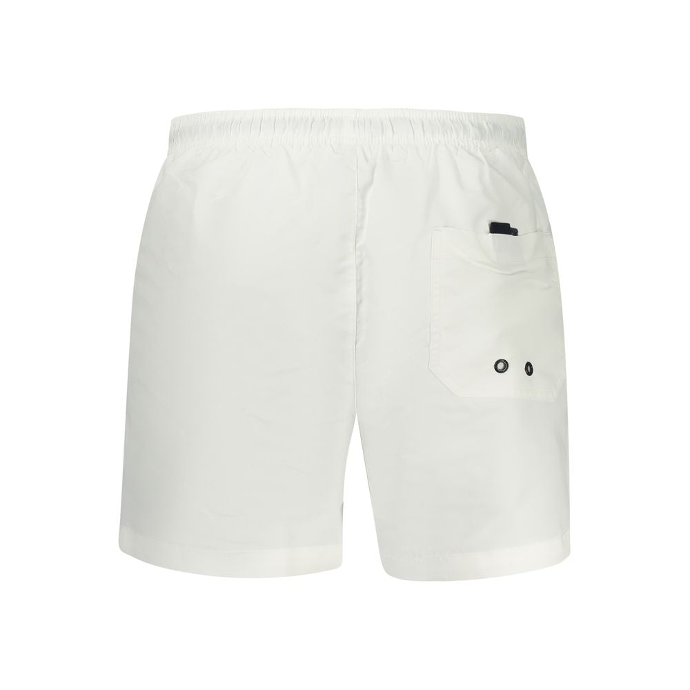 White Polyester Men's Swim Boxer