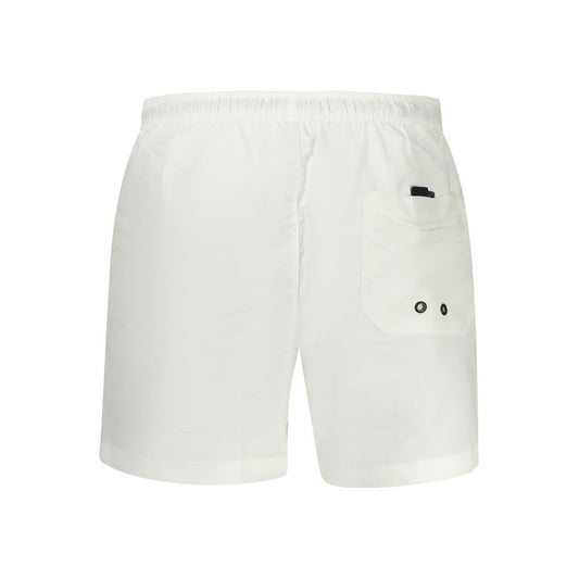 White Polyester Men's Swim Boxer