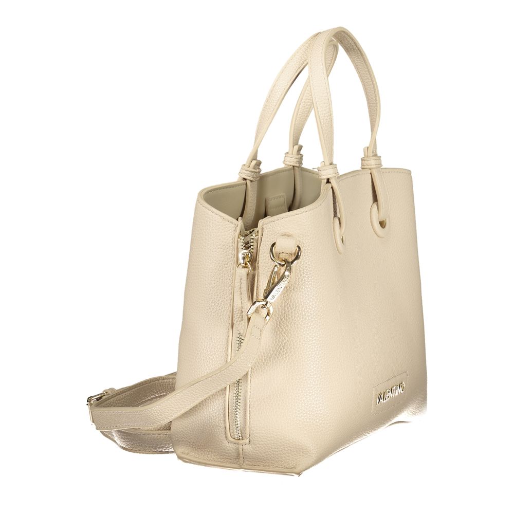 Beige Polyurethane Women Handbag