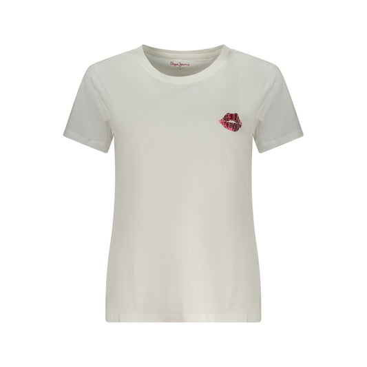 White Cotton Women T-Shirt