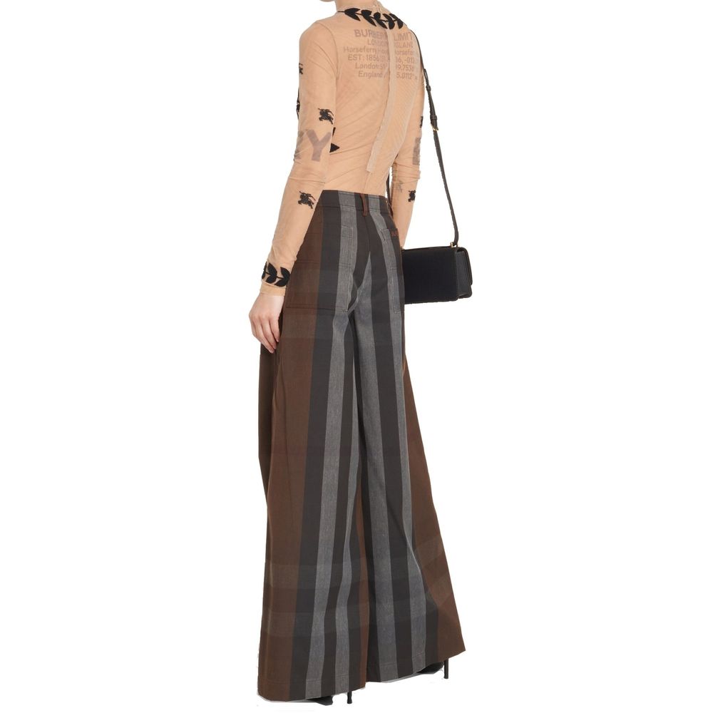 Brown Cotton Casual Pants