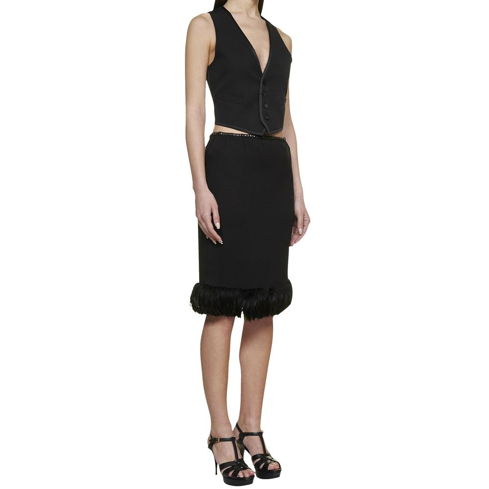 Black Silk Midi Skirt