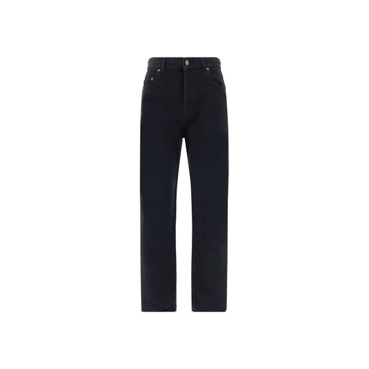 Black Cotton Straight-Leg Jeans