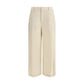 Beige Cotton Casual Pants