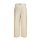 Beige Cotton Casual Pants