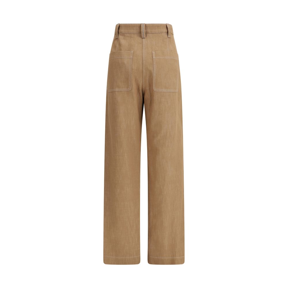 Brown Cotton Casual Pants