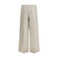 Beige Linen Casual Pants