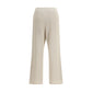 Beige Cotton Casual Pants