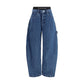 Blue Cotton High-Waisted Jean