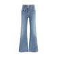 Blue Cotton Flared Jeans