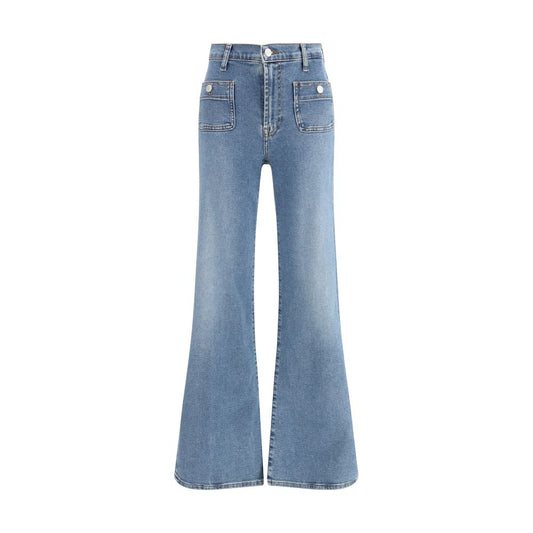 Blue Cotton Flared Jeans