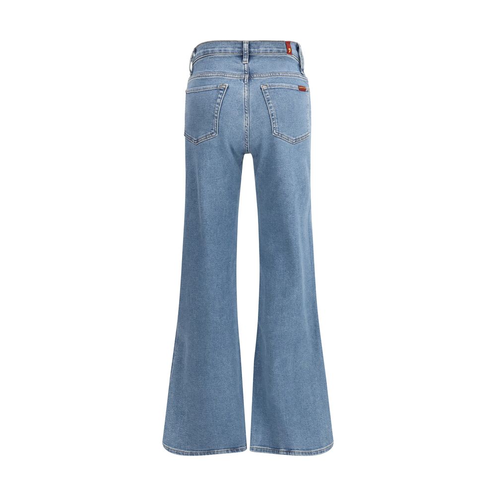 Blue Cotton Flared Jeans