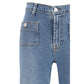 Blue Cotton Flared Jeans