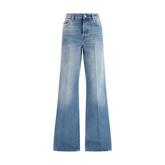 Light Blue Cotton Flared Jeans