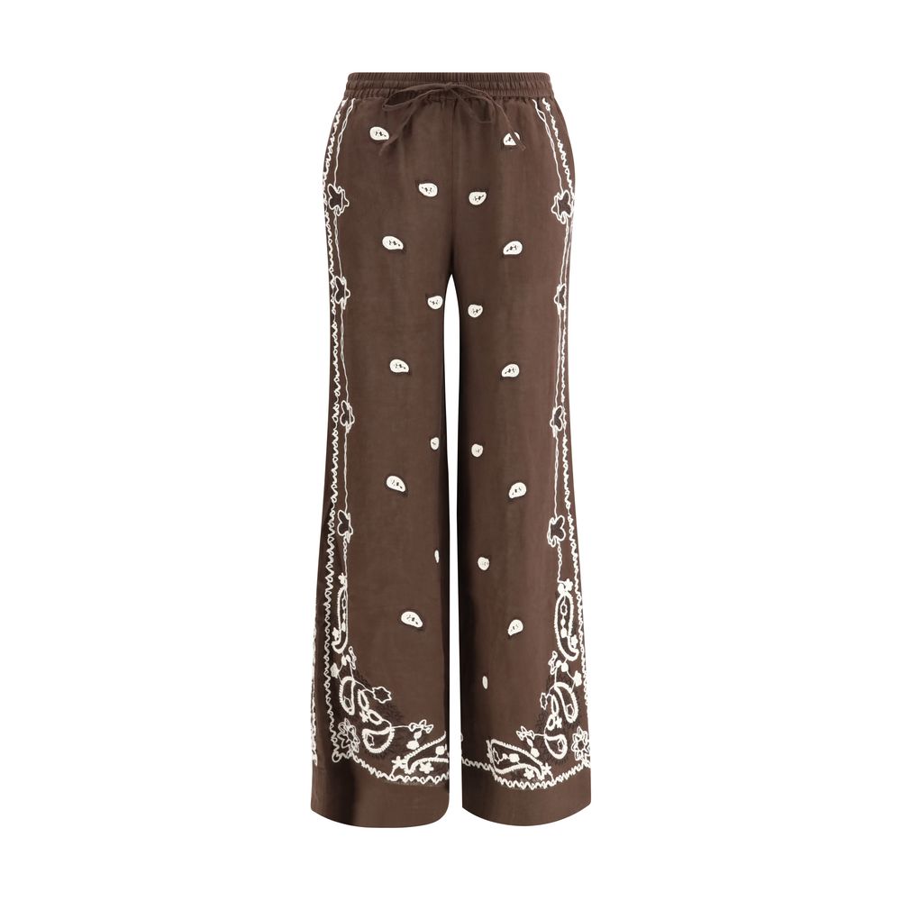 Brown Cotton Casual Pants