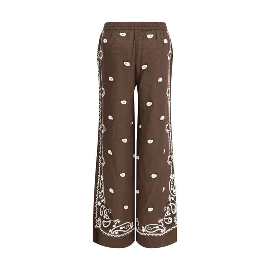 Brown Cotton Casual Pants