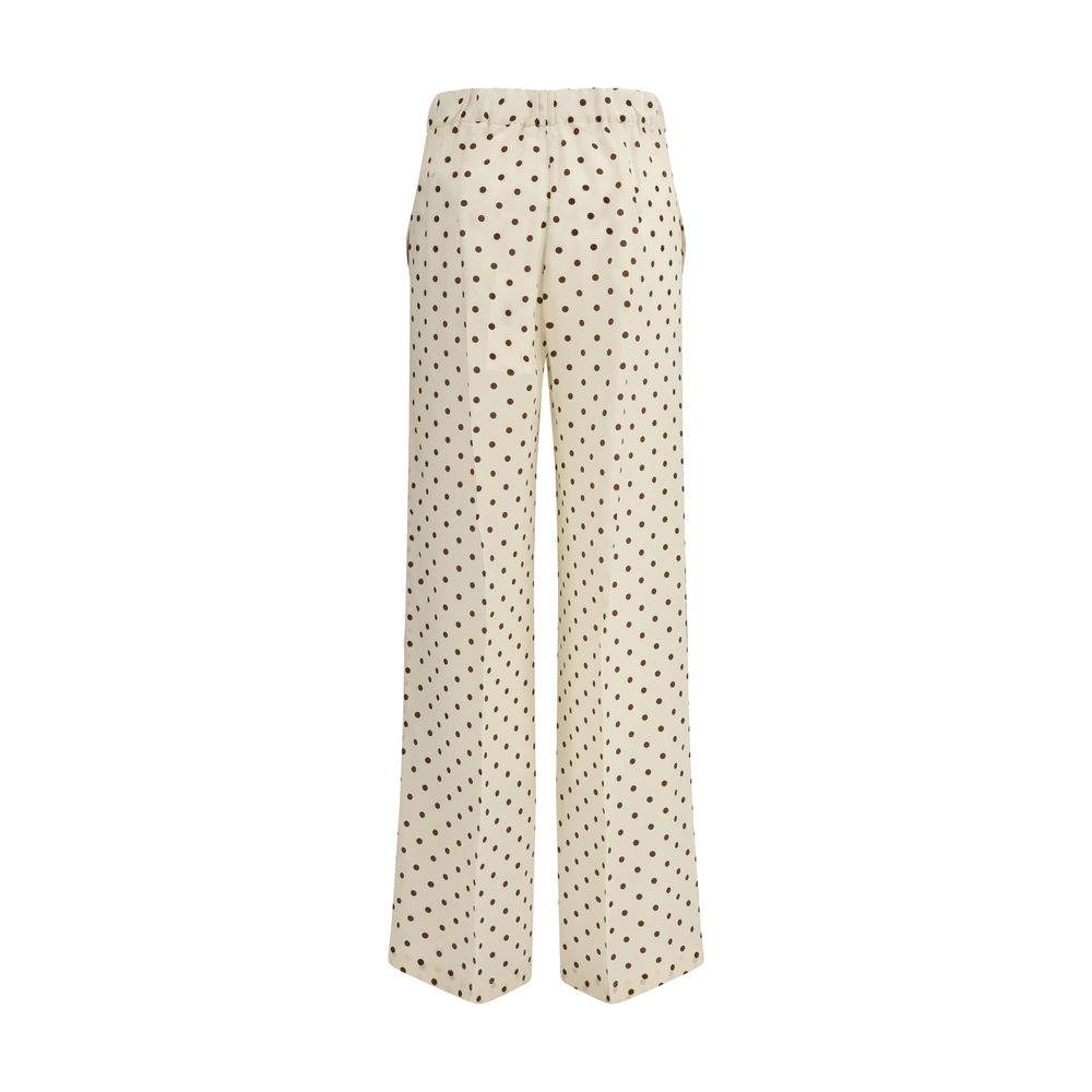 Cream Silk Casual Pants