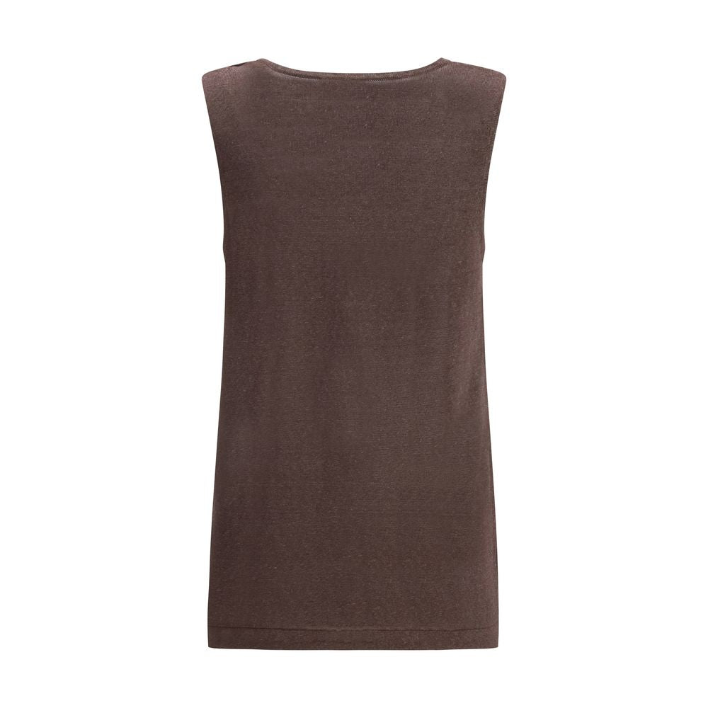 Brown Linen Tank Tops