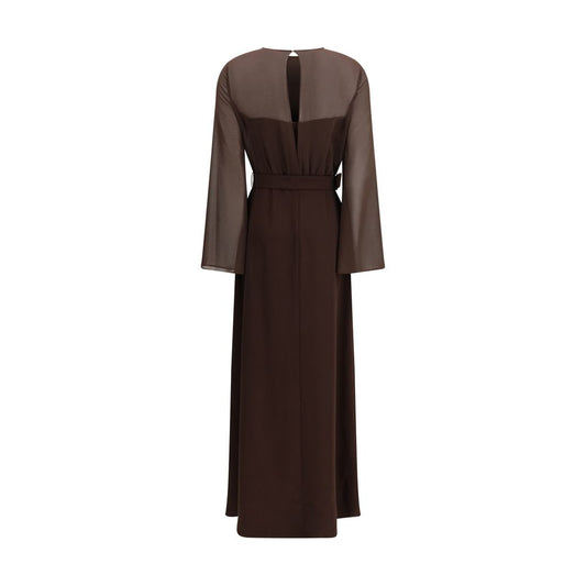 Brown Polyester Casual Dress