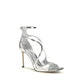 Silver Calf Leather Bos Taurus Stiletto Heel Sandals