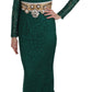 Emerald Elegance Long Sleeve Floor-Length Dress