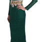 Emerald Elegance Long Sleeve Floor-Length Dress