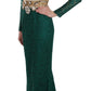 Emerald Elegance Long Sleeve Floor-Length Dress