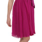 Fuchsia Pink Bow Silk Sleeveless Dress