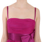 Fuchsia Pink Bow Silk Sleeveless Dress