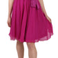 Fuchsia Pink Bow Silk Sleeveless Dress