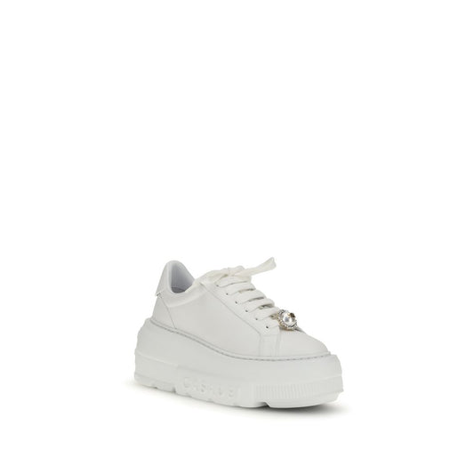 White Rubber Platform Sneakers
