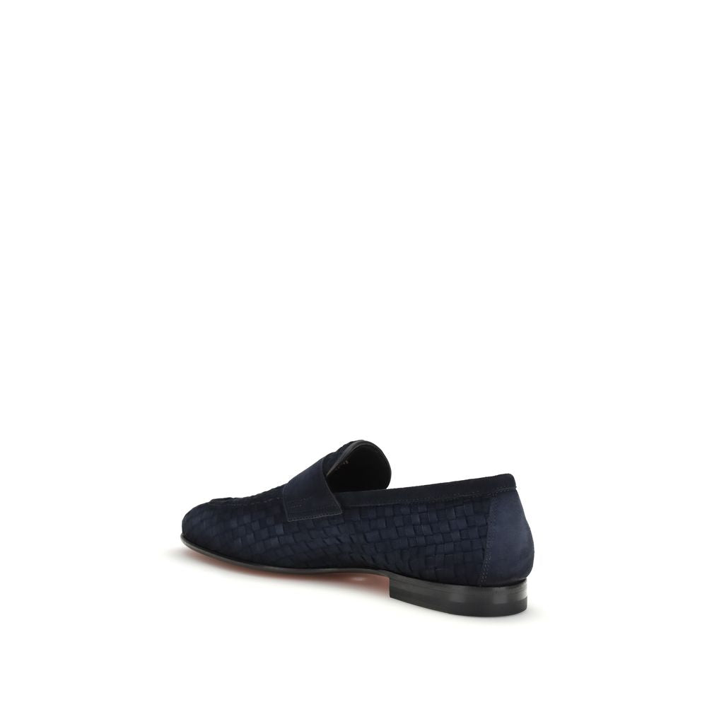 Blue Calf Leather Bos Taurus Slip-On Loafers