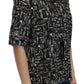 Black Musical Instrument Print Silk  Top
