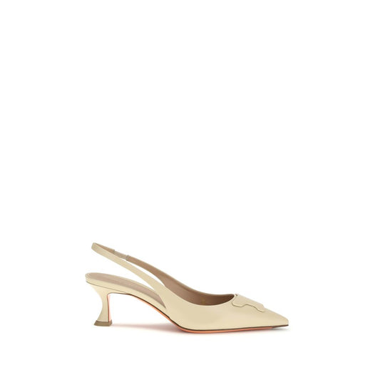 Beige Calf Leather Bos Taurus Mid Heel Pumps