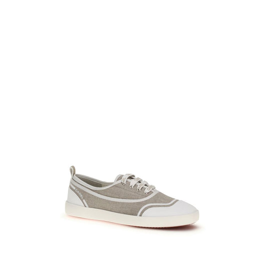 Beige Cotton Low Top Sneakers